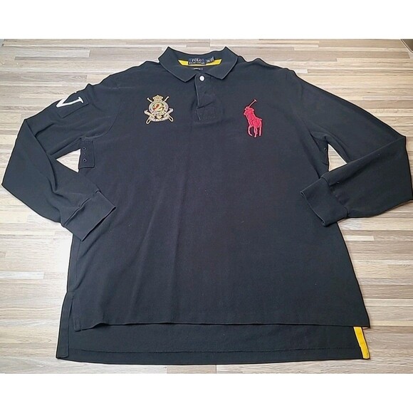 Polo Ralph Lauren Mens XXL Black Polo Shirt County Riders‎ & Jockey Club - Picture 2 of 15